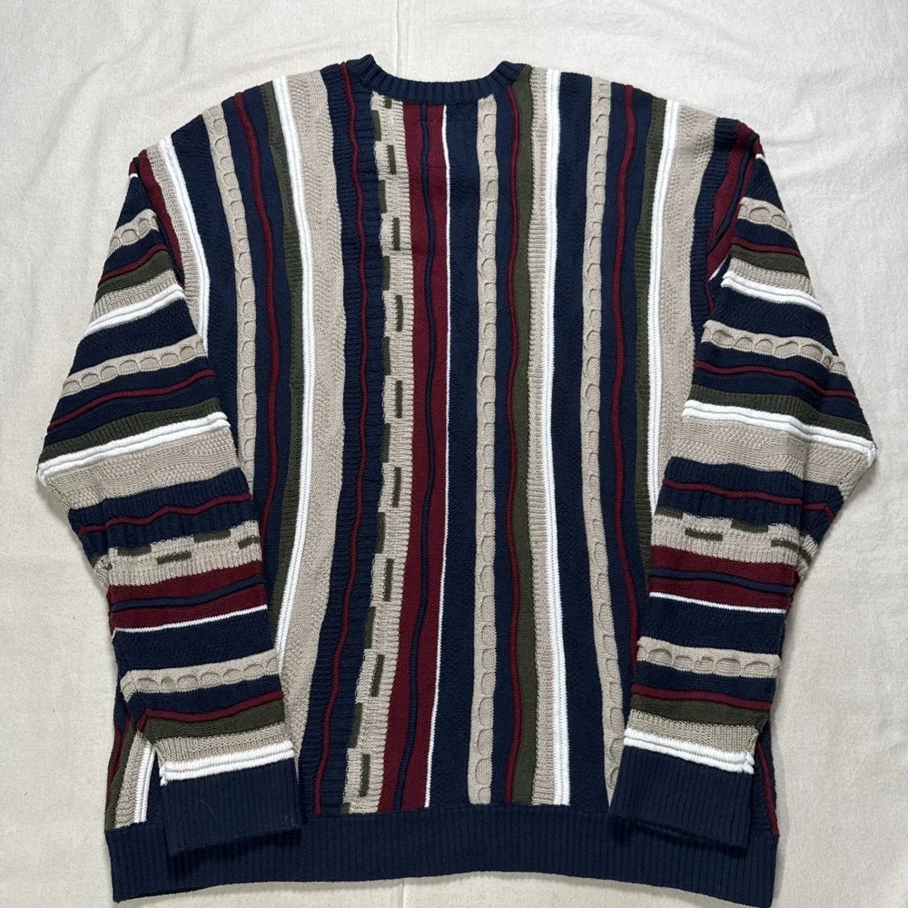 Hollister Sweater Mens XL Purple Coogi Style 3D Textured Knit Boxy Fit Pullover